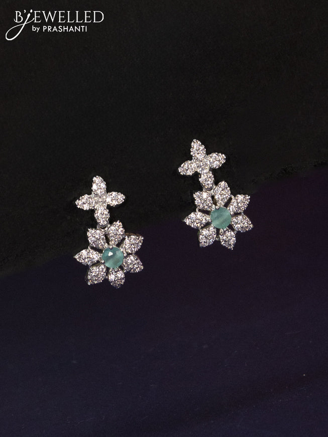 Zircon haaram floral design with mint green and cz stones