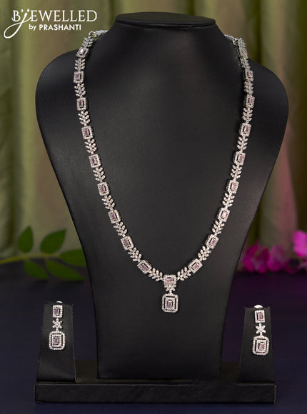 Zircon haaram with baby pink and cz stones