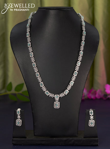 Zircon haaram with mint green and cz stones