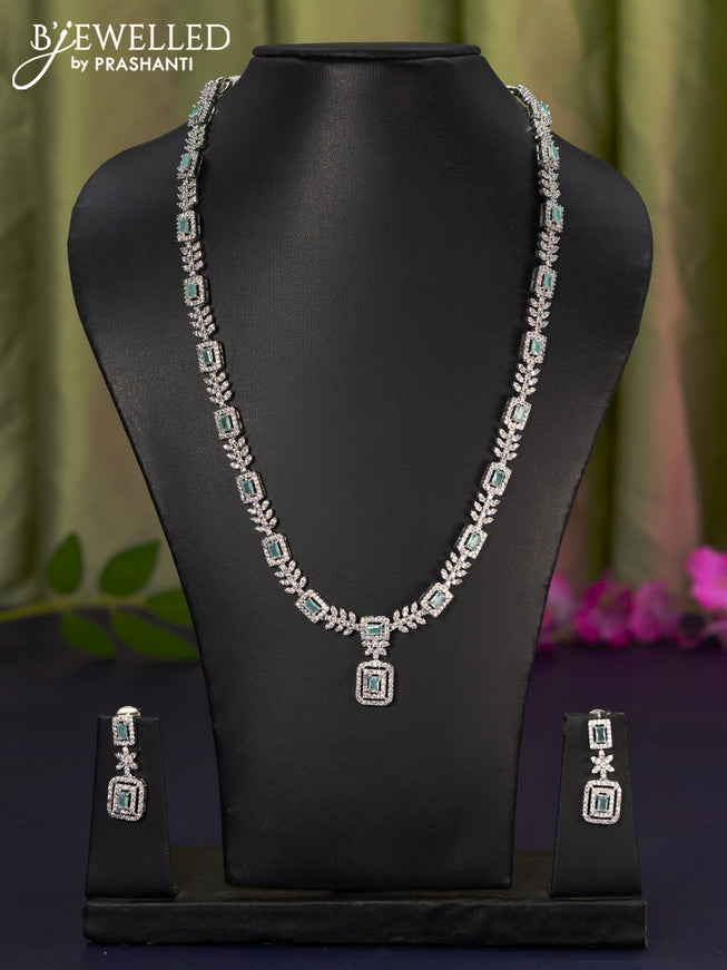 Zircon haaram with mint green and cz stones