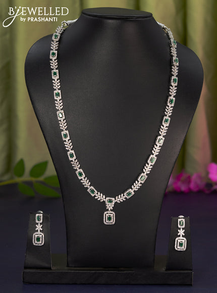 Zircon haaram with emerald and cz stones