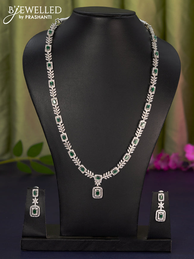 Zircon haaram with emerald and cz stones