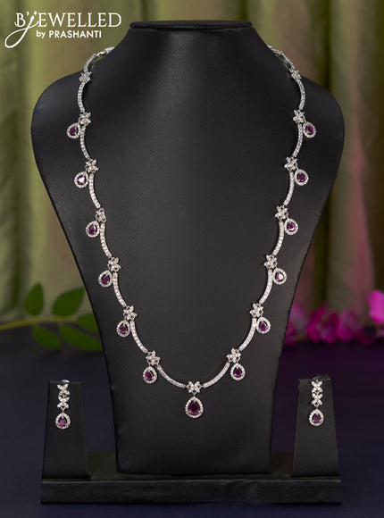 Zircon haaram with ruby & cz stones and hangings