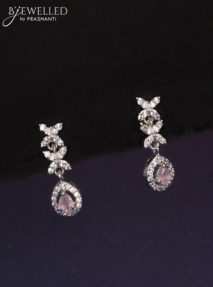 Zircon haaram with baby pink & cz stones and hangings