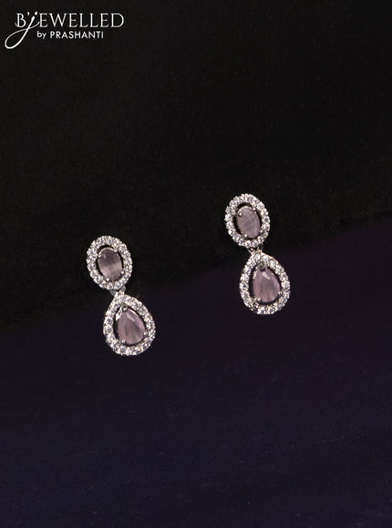 Zircon haaram with baby pink and cz stones