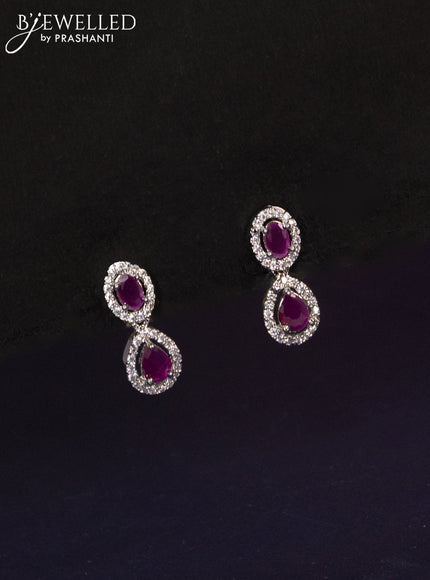 Zircon haaram with ruby and cz stones