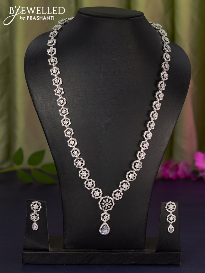 Zircon haaram with cz stones and hanging