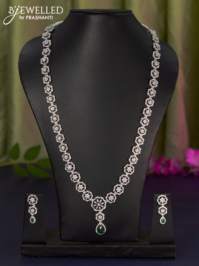 Zircon haaram with emerald & cz stones and hanging