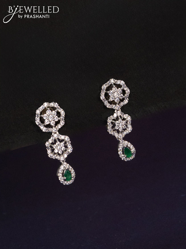 Zircon haaram with emerald & cz stones and hanging