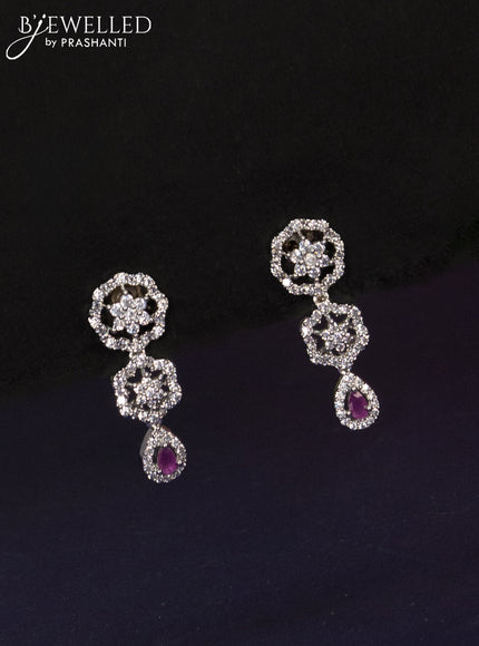 Zircon haaram with ruby & cz stones and hanging