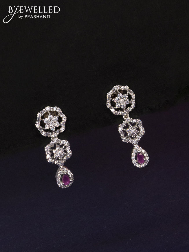 Zircon haaram with ruby & cz stones and hanging