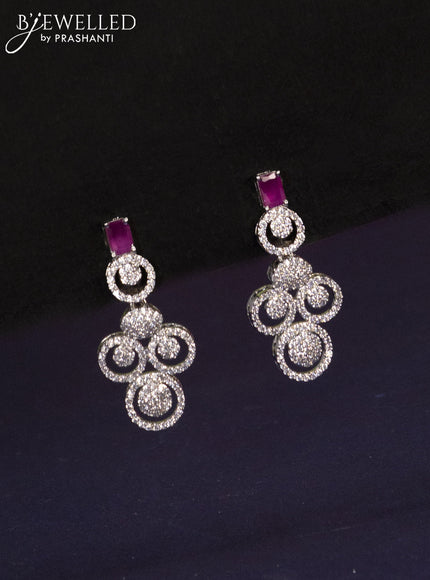 Zircon haaram with ruby and cz stones