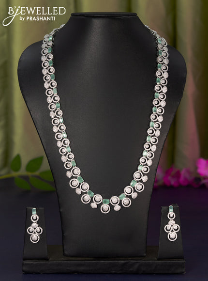 Zircon haaram with mint green and cz stones