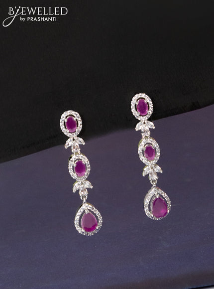 Zircon haaram with ruby & cz stones and hangings