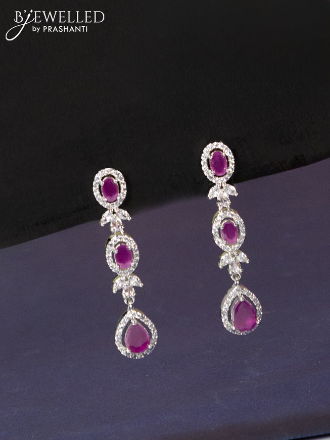 Zircon haaram with ruby & cz stones and hangings