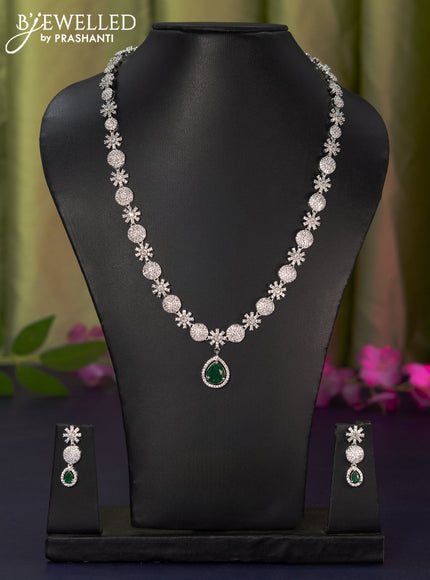 Zircon haaram with emerald and cz stones