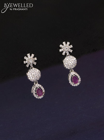 Zircon haaram with ruby and cz stones