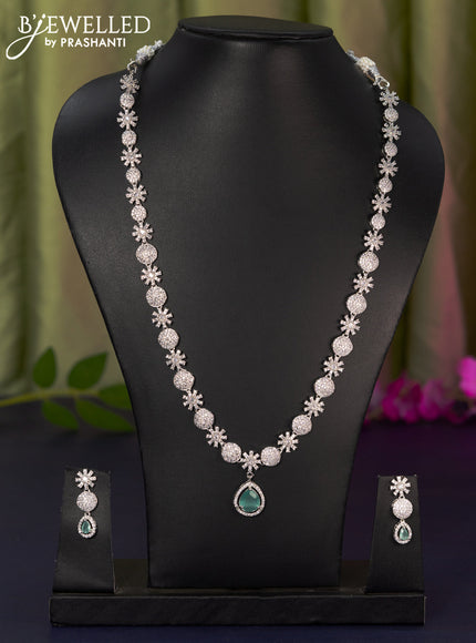 Zircon haaram with mint green and cz stones