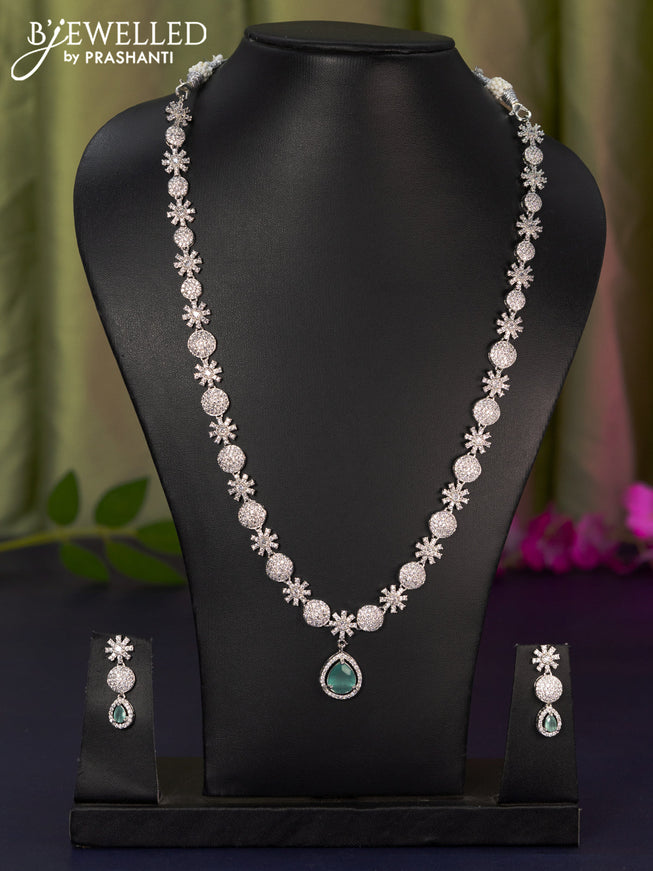 Zircon haaram with mint green and cz stones