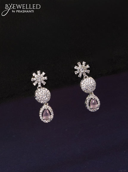 Zircon haaram with baby pink and cz stones