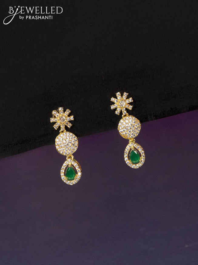 Zircon haaram with emerald and cz stones in gold finish