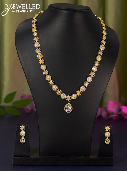 Zircon haaram with cz stones in gold finish