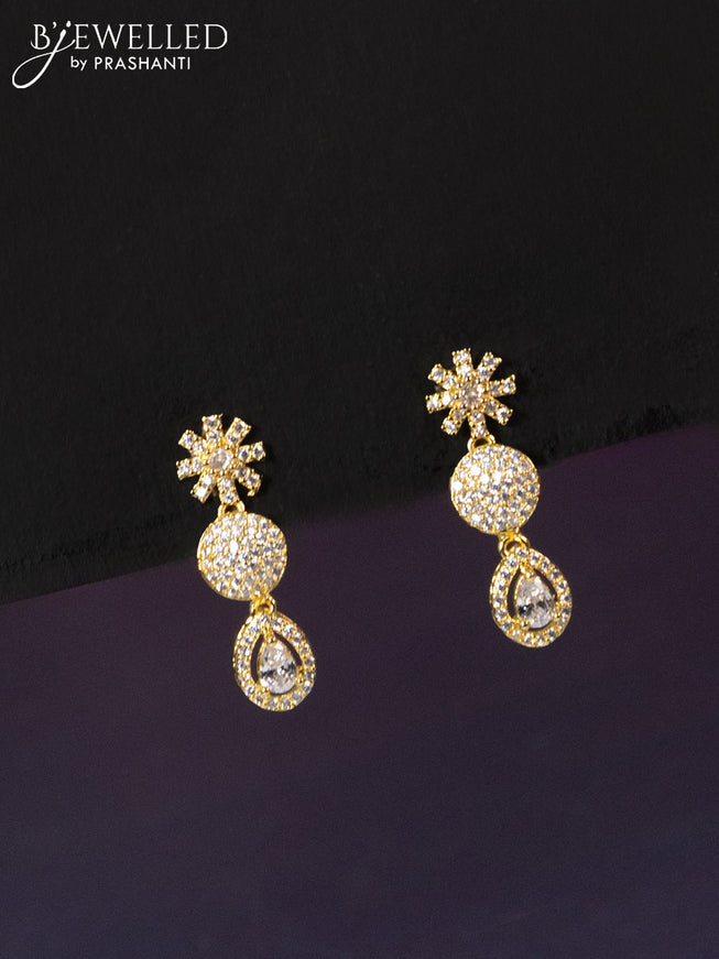 Zircon haaram with cz stones in gold finish