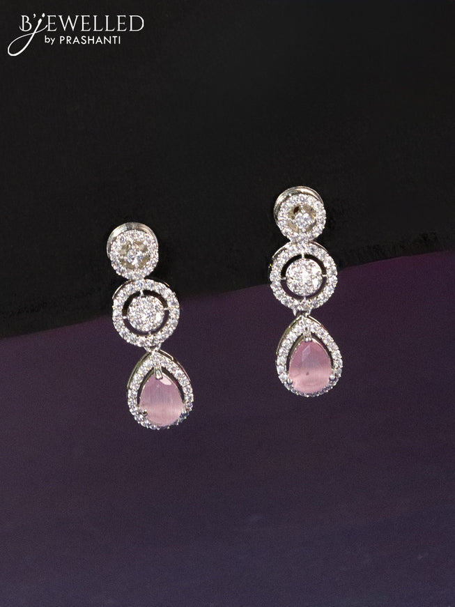 Zircon haaram with baby pink & cz stones and hanging