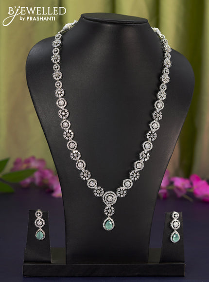 Zircon haaram with mint green & cz stones and hanging