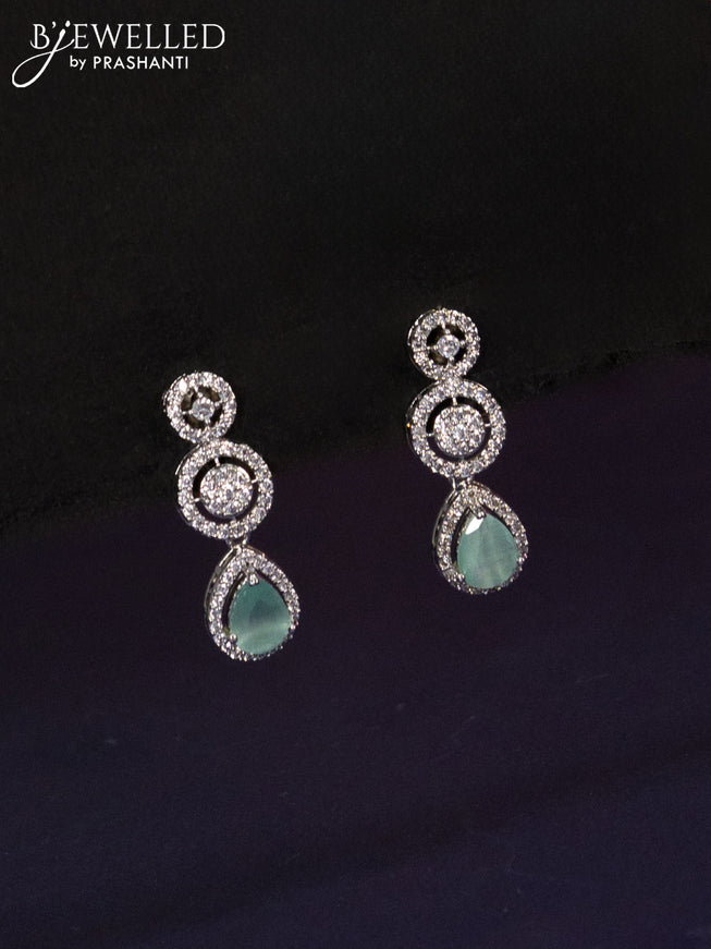 Zircon haaram with mint green & cz stones and hanging