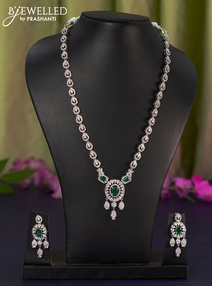 Zircon haaram with emerald & cz stones and hangings