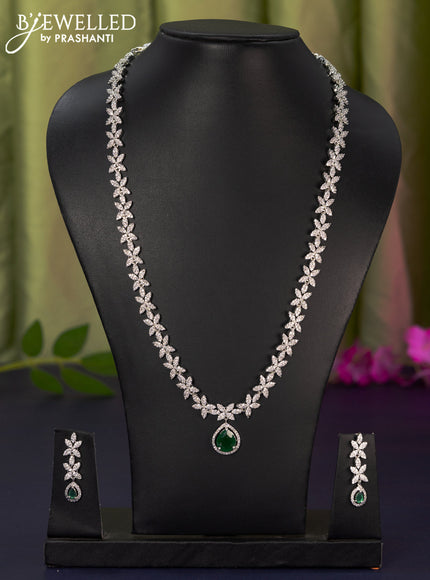 Zircon haaram with emerald and cz stones