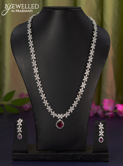 Zircon haaram with ruby and cz stones