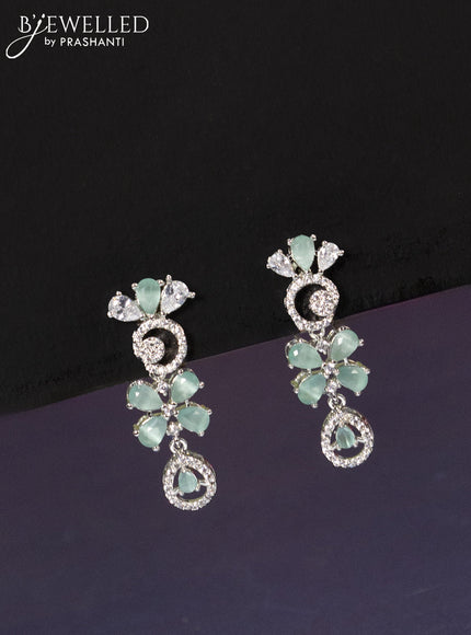 Zircon haaram floral design with mint green and cz stones