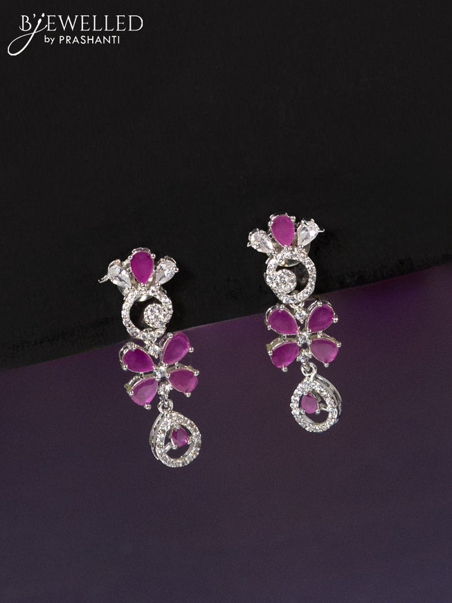 Zircon haaram floral design with ruby and cz stones