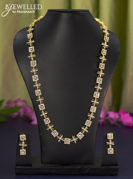 Zircon haaram with cz stones in gold finish