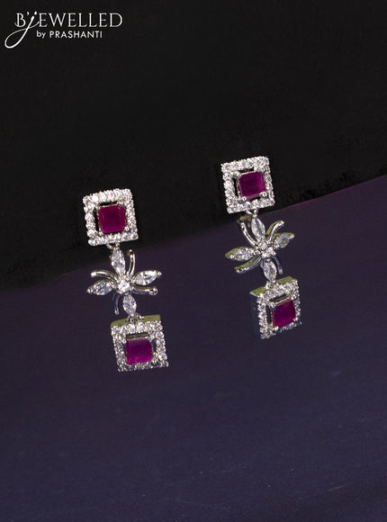 Zircon haaram with ruby and cz stones