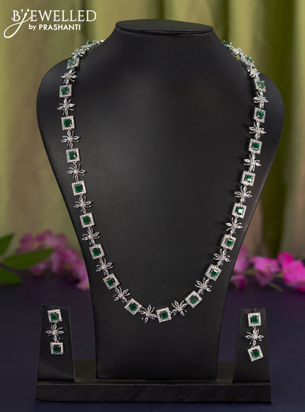 Zircon haaram with emerald and cz stones