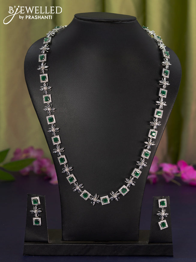 Zircon haaram with emerald and cz stones