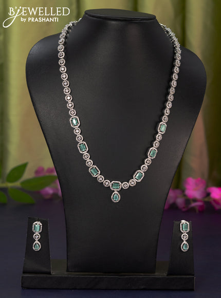 Zircon haaram with mint green and cz stones