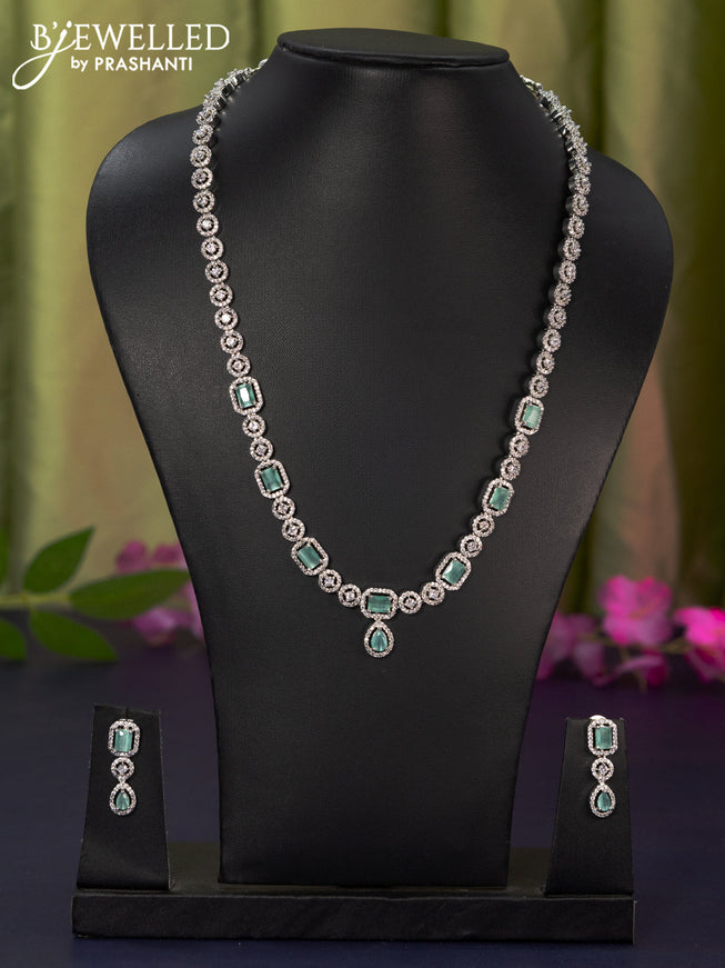 Zircon haaram with mint green and cz stones