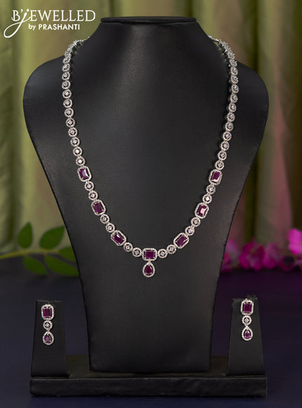 Zircon haaram with ruby and cz stones