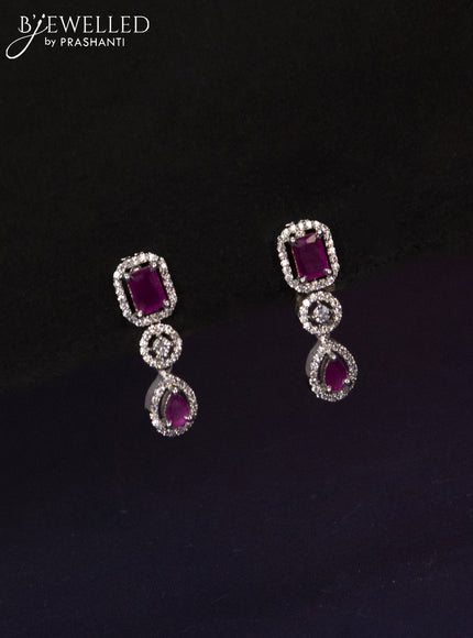 Zircon haaram with ruby and cz stones