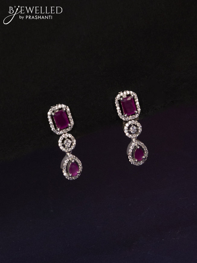 Zircon haaram with ruby and cz stones