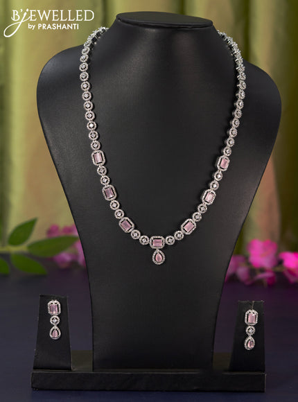 Zircon haaram with baby pink and cz stones