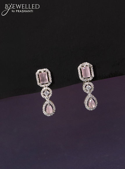 Zircon haaram with baby pink and cz stones