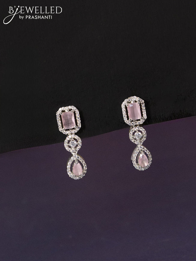 Zircon haaram with baby pink and cz stones