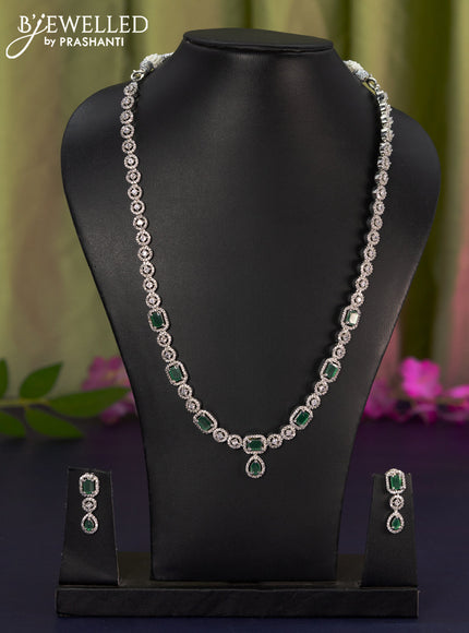 Zircon haaram with emerald and cz stones