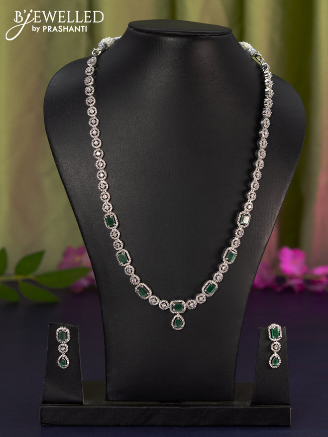 Zircon haaram with emerald and cz stones