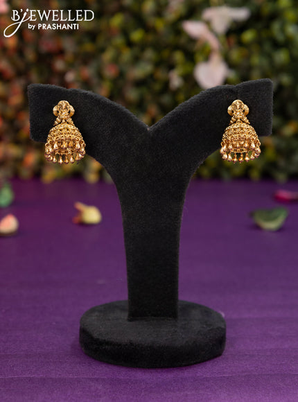 Antique jhumka lakshmi design with golden beads hangings